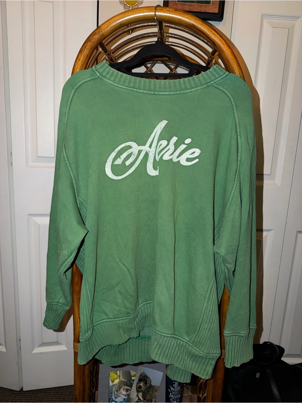 aerie Green Crewneck Sweatshirt with White Logo